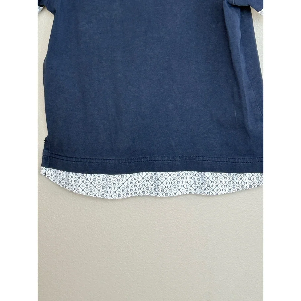 Sarah‎ Louise Girl's Polo Shirt Size 2Y Navy Blue Cotton Blend Geometric Trim